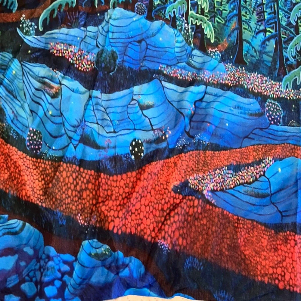 Vibrant Forest Shower Curtain Autistic Artist Art‎ Tapestry Wall Decor NEW